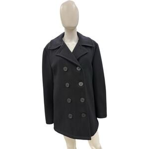 VTG DUR-O-JAC Unisex Wool Peacoat Sz. Medium with Anchor Detail Buttons in Black
